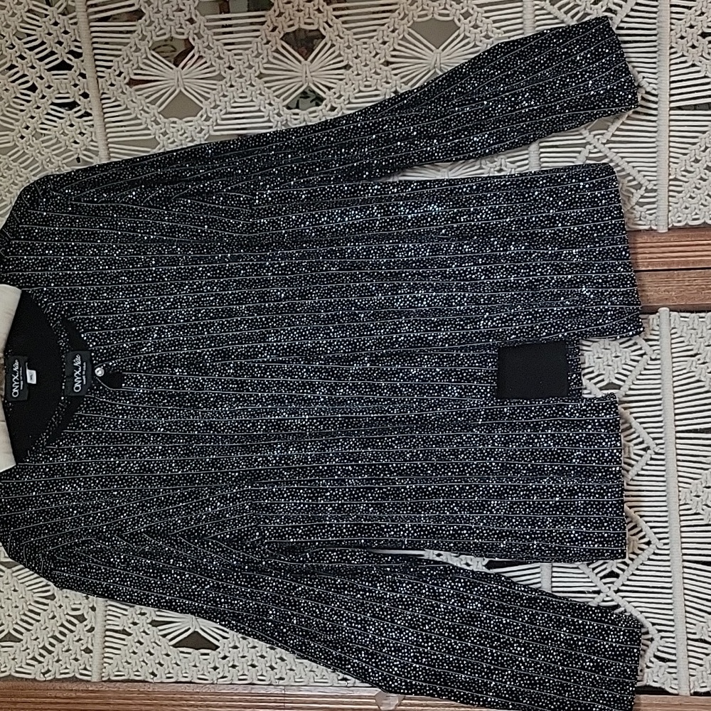 Women's Onyx Nite XL Black Glitter Sleeveless Top With Jacket.